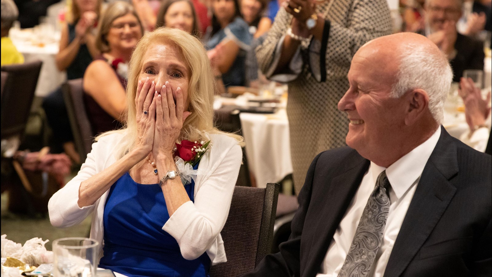Murdock Elementary School nurse Susan Murphy reacts to being named the Cobb Schools Classified Employee of the Year for the Elementary Level